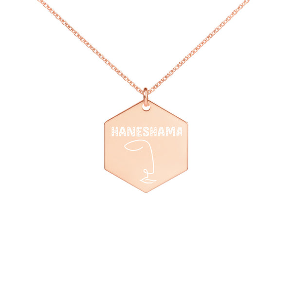 HANESHAMA * face *  Engraved Silver Hexagon Necklace - משנה שופס